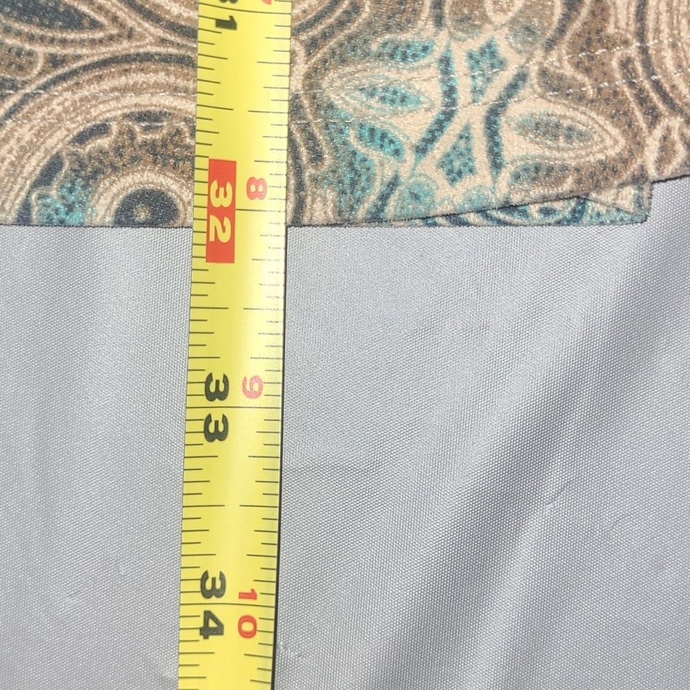 Midi Sundress Microsuede Sheath Dress Rich Swirly Print Brown Blue Contrast Boho - Picture 4 of 8